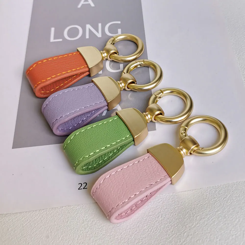 

High Quality French Sheepskin Car Key Chain Women Delicate Leather Pendant High-end Keychain Lovely Leather Rope Key Holder