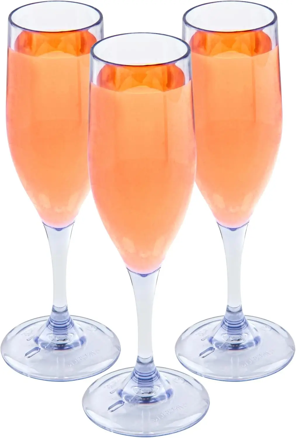 

Bev Tek 6 oz Champagne Flutes, 10 Shatterproof Plastic Mimosa Glasses - Dishwashable, Clear, for All Beverages