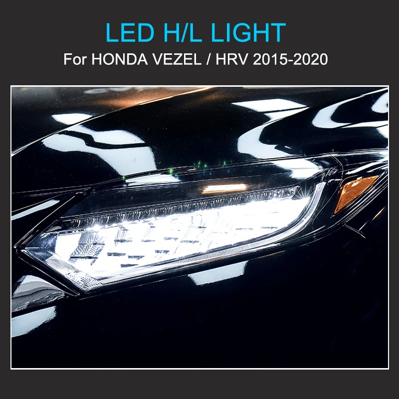 LED Headlights for Honda Vezel HRV HR-V 2015-2018 2019 2020 Headlights Plug and Play with DRL Dynamic Turning Front Head Lights