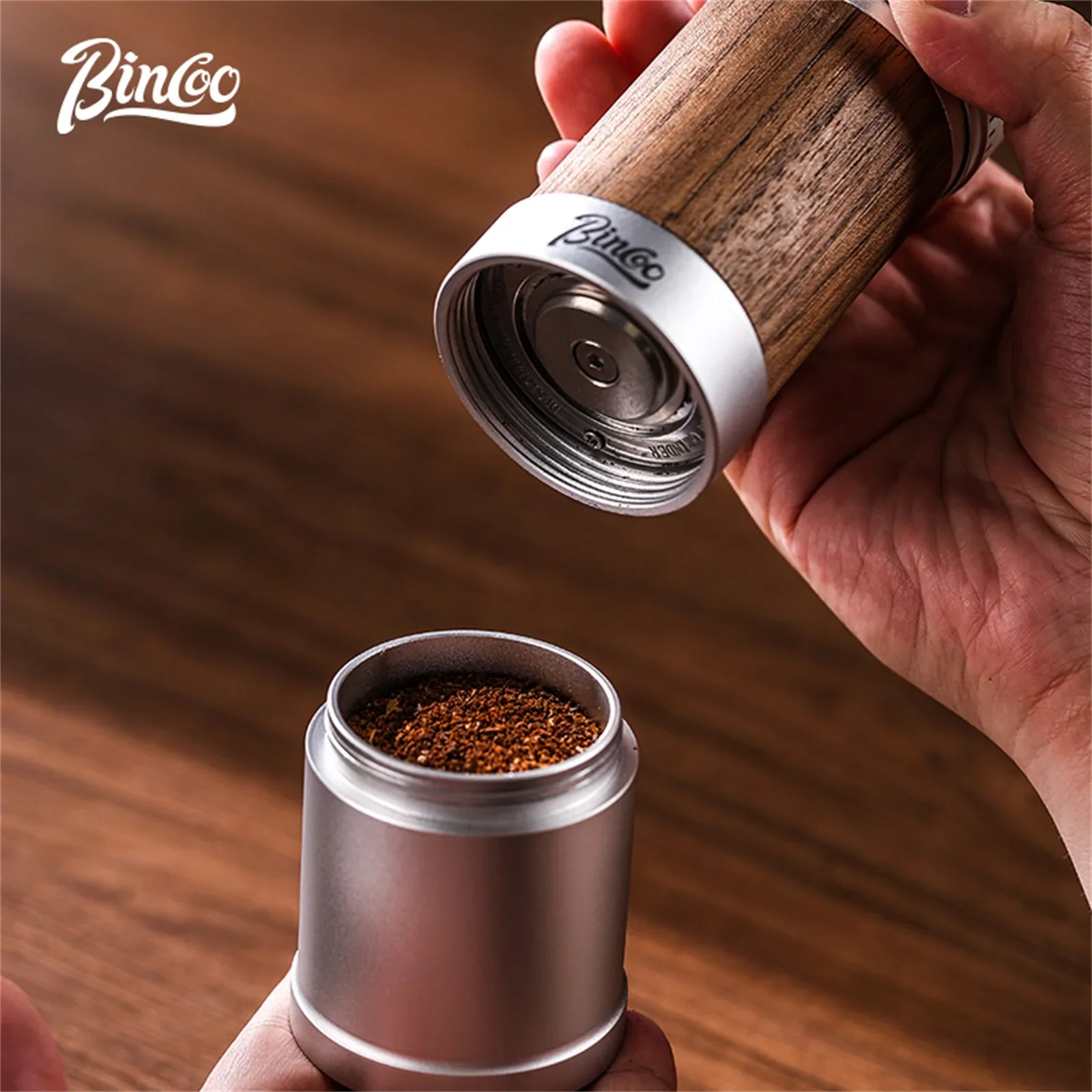 Bincoo مطحنة القهوة المحمولة كرنك اليد الفولاذ المقاوم للصدأ لدغ مخروطي جميع المحور المعدني لحجم الطحن المستقيم