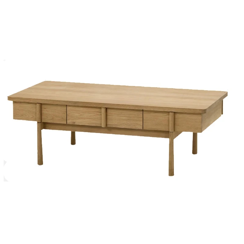 

North American White Oak Coffee Table TV Cabinet Japanese Style Four-Drawer Log Side Table Drawer Storage