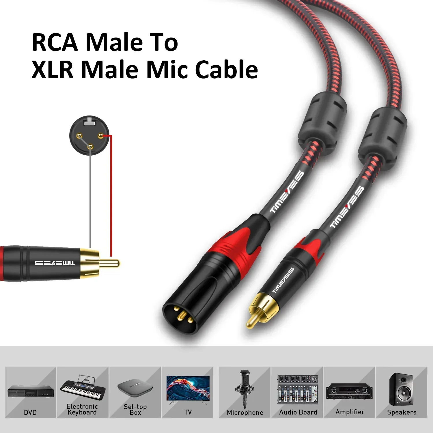 2 Pack RCA To XLR Cable RCA Male To XLR 3-Pin Male Stereo Audio Cable for Home Theater System Speaker Amplifier Mixer Microphone