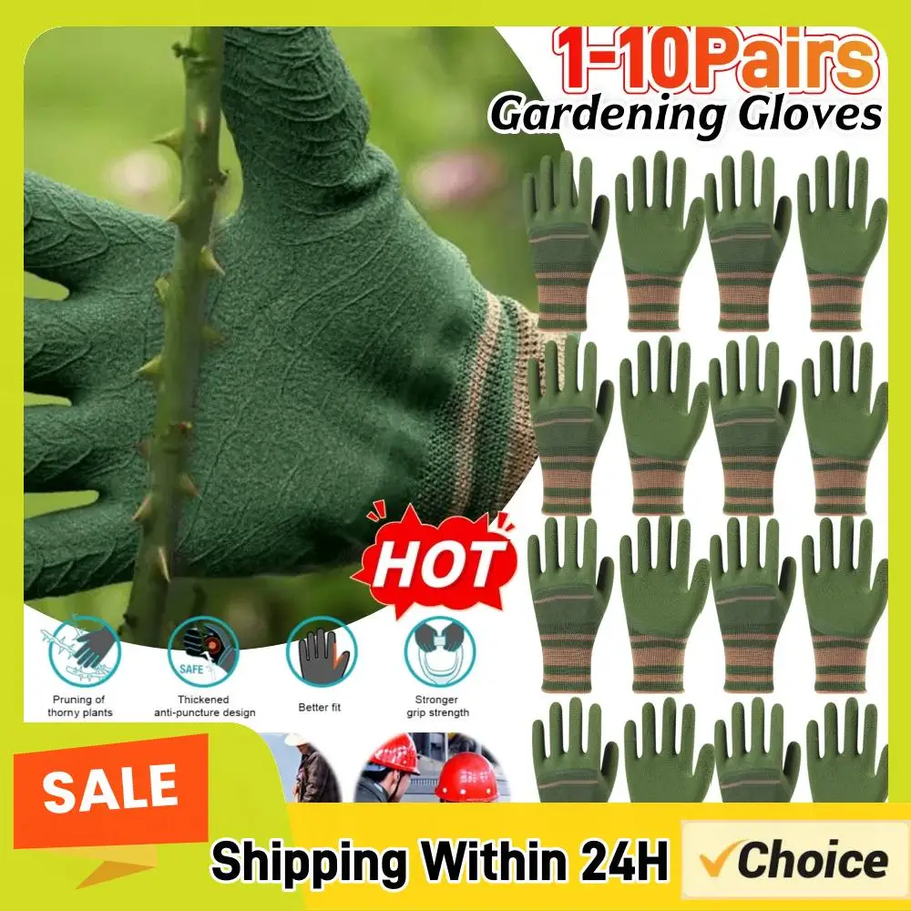 1-10pair Gardening Gloves Thorn Proof Glove Breathable Garden Gloves Waterproof Gloves for Cactus Rose Blackberry for Women/Men