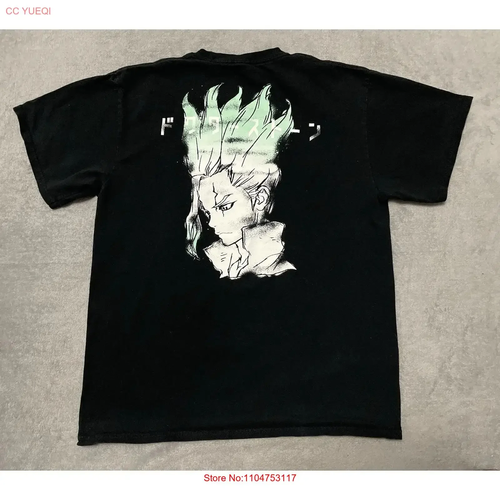 Camiseta exclusiva de Dr Stone E mc2 Crunchyroll para hombre, talla L, color negro, estilo vintage, lavada, suave, elegante, transpirable, para hombre
