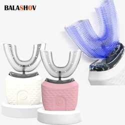 U Type Sonic Electric Toothbrush 360 Degrees Intelligent Automatic 3 Modes Brush USB Cradle Charging Tooth Whitening Blue Light