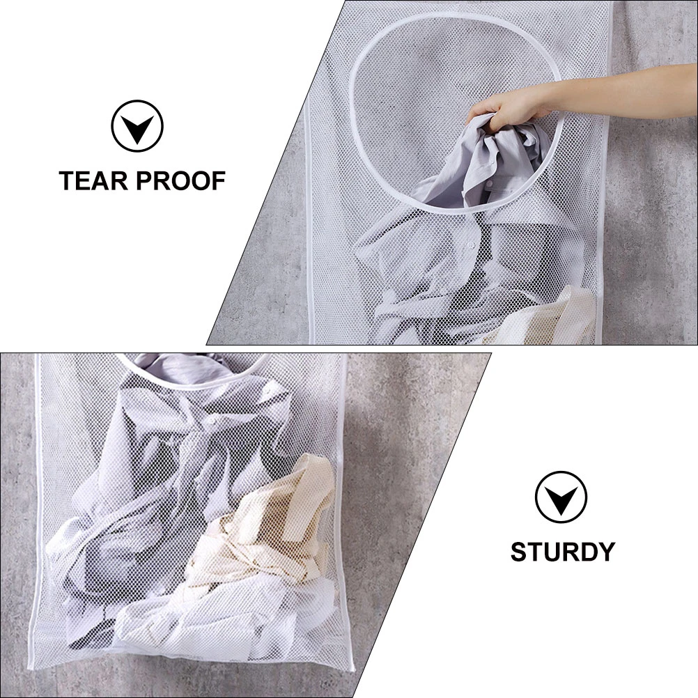 

2Pcs Polyester Dirty Clothes Holder Bathroom Storage Bag Household Laundry Container Hanging Pouch Closet Bedroom