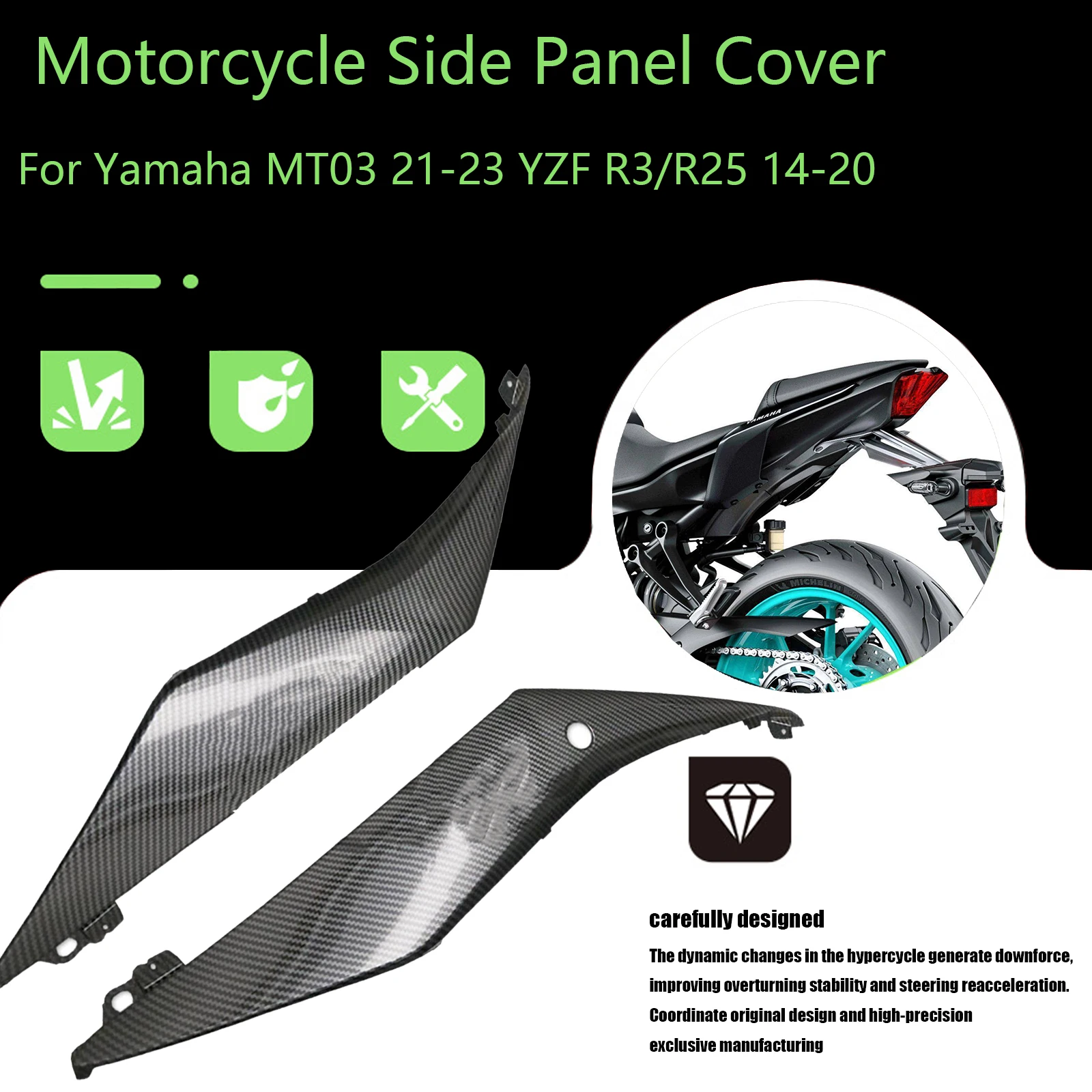 

Motorcycle Rear Seat Tailstock Side Panel Cover For Yamaha MT03 2021 2022 2023 YZF R3/R25 2014-2020 Fairing Accessories