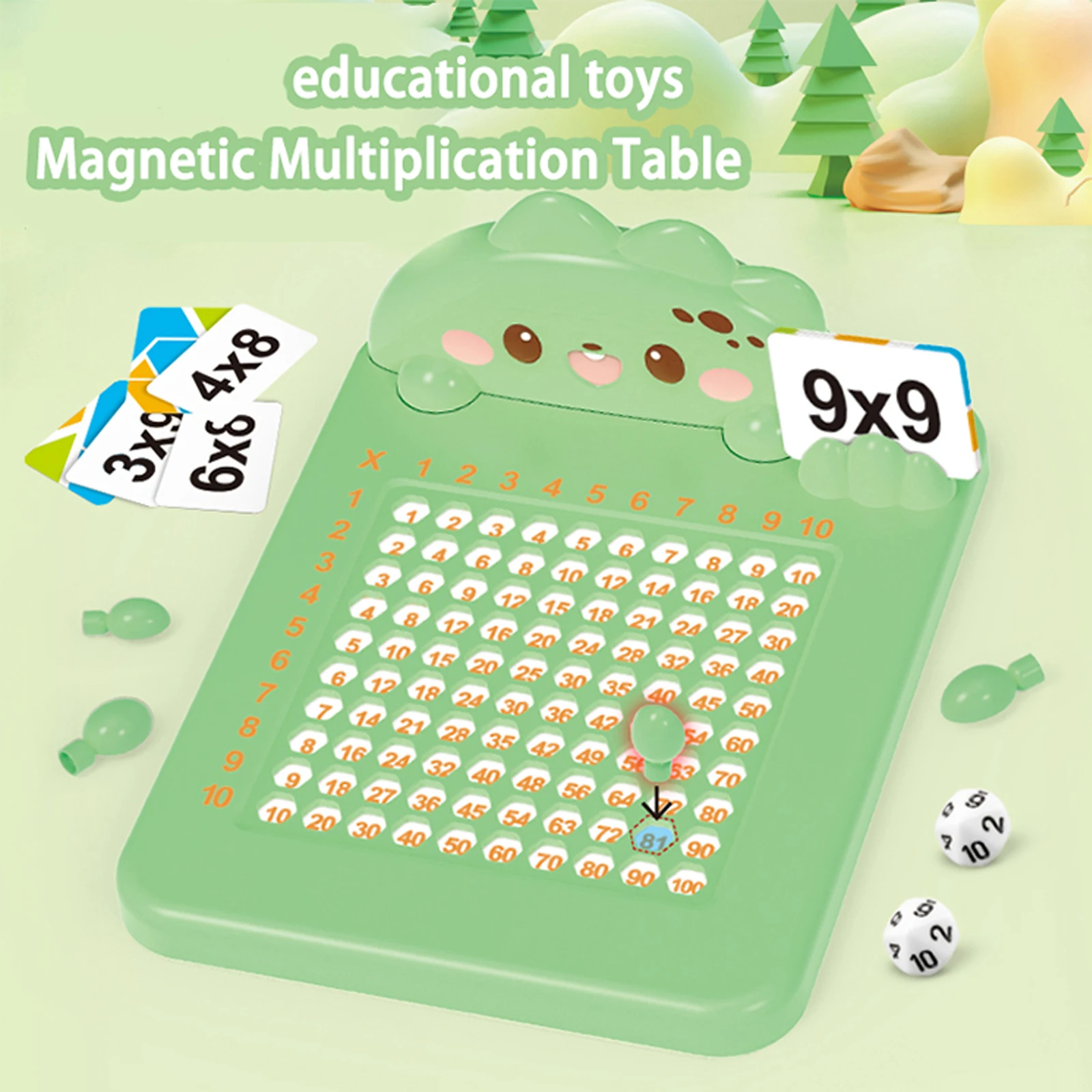 Cartoon 99 Multiplikation, magnetisches Schach-Lernbrett, Lehrmittel, 99 Mnemonic Table, Übungskarten, interaktives Brettspiel