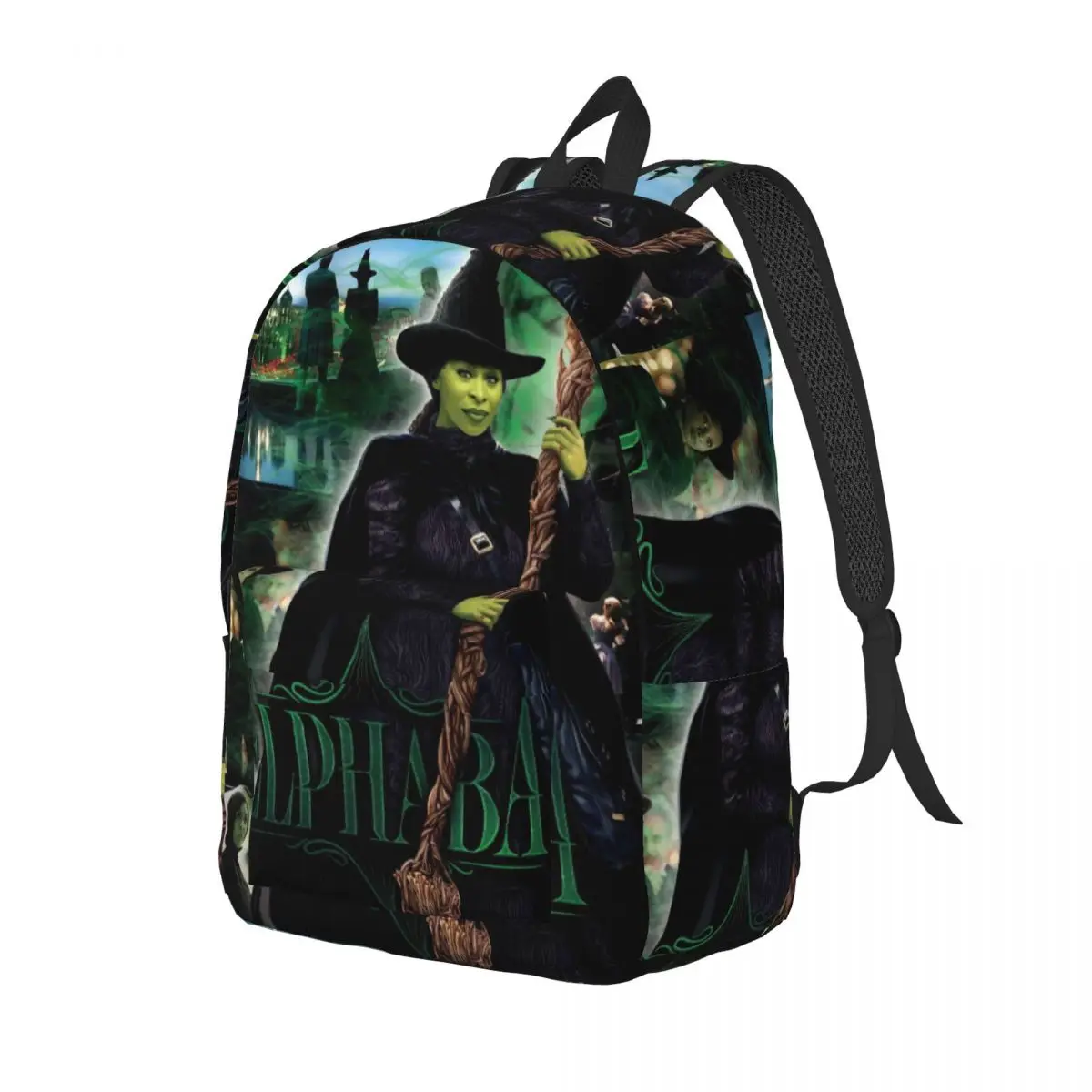 حقيبة ظهر Elphaba Wicked For Good حقيبة ظهر لطلاب المدارس الابتدائية والثانوية تتحدى الجاذبية حقيبة الكتب للمراهقين حقيبة نهارية مع جيب
