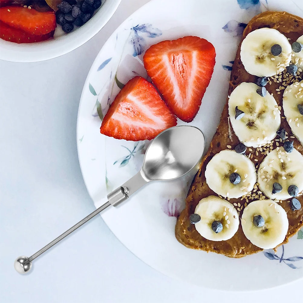 2-teiliges Perlenlöffel-Set aus Edelstahl, Rührlöffel für heiße und kalte Getränke, Joghurt, Kuchen, Zuckerverkostung, Haushaltsgeschirr
