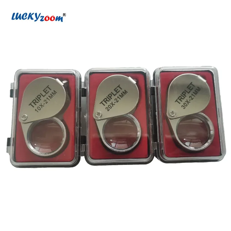 Foldable Pocket Magnifier 10X 20X 30X Metal Mini Magnifying Glass Handheld Silver Jewelry Loupe Portable Gift Folding Lupa