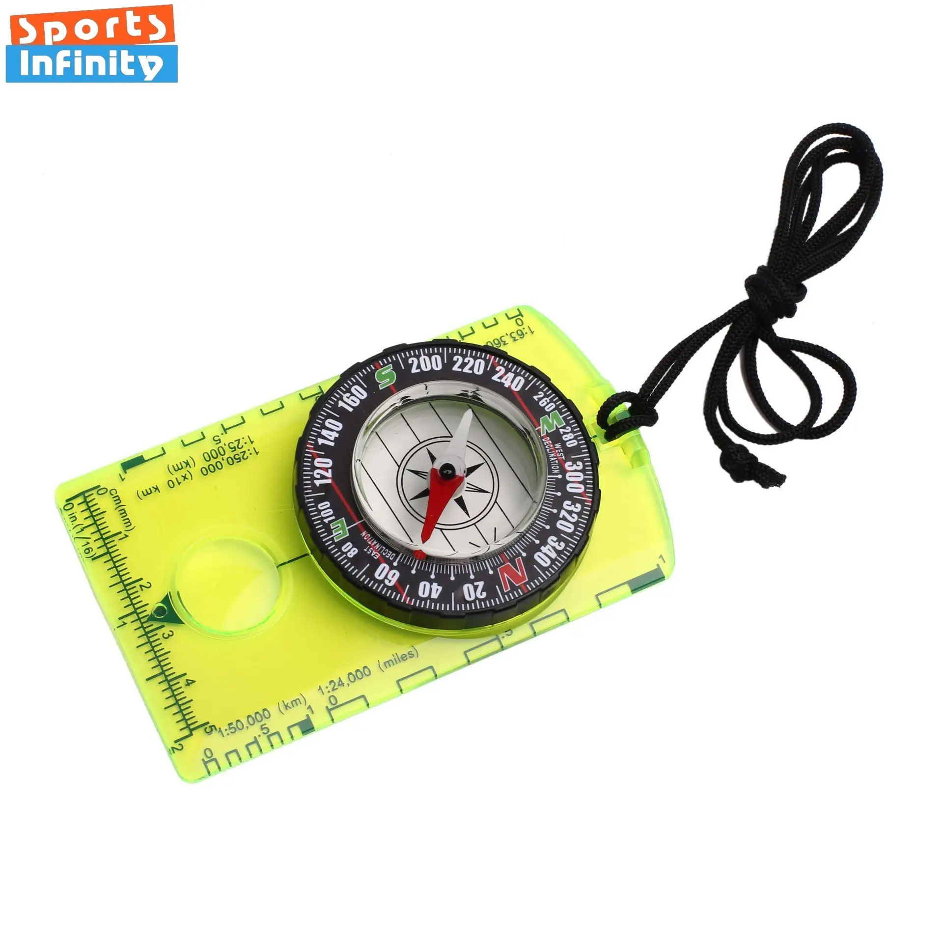 New Acrylic Compass Surveying Ruler Scale Bar Magnifying Glass 3-in-1 Multifunctional Compass for Camping Hiking Accessories