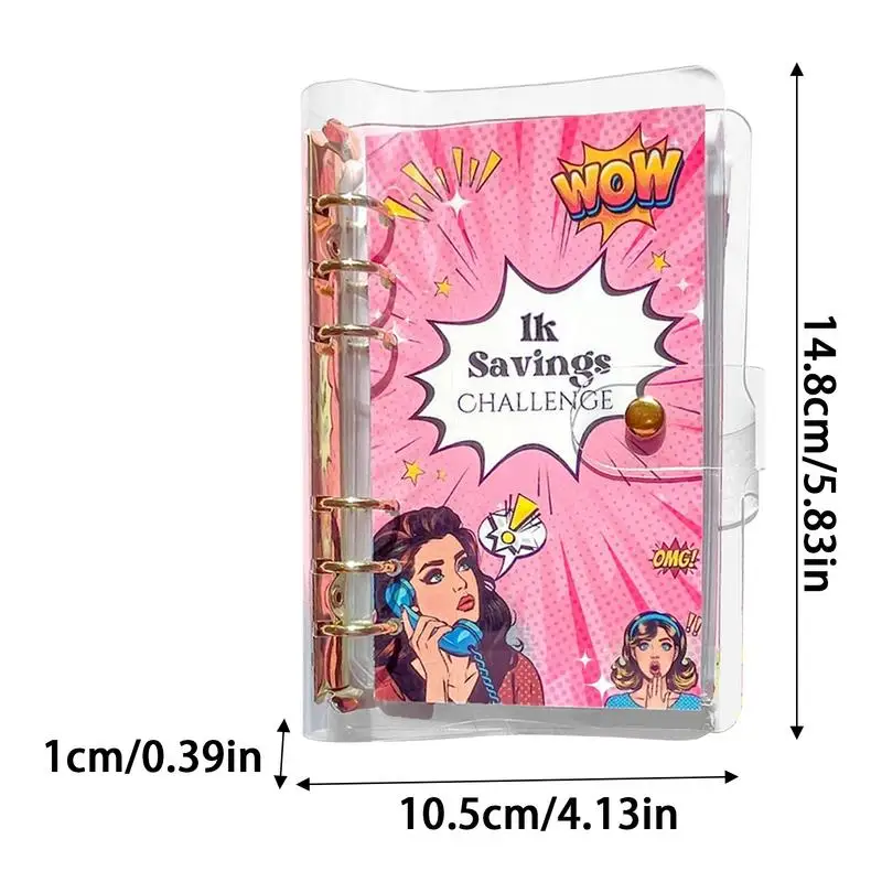 Savings Challenges Book Envelopes Fun Comic Girl Cash Saving Challenge Book A6 Binder Daily Savings Planner Bubble Effect