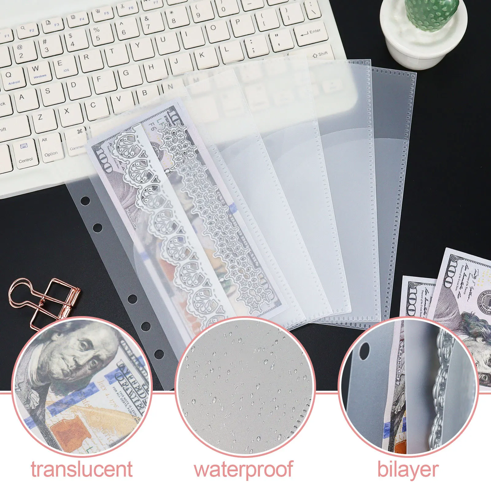 A6 Binder Notebook Accessories Removable Notebook Book Core 6-hole Cash Budget PP Bag Office Stationery