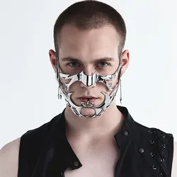 Fashion Gothic Mask Cyber Punk Liquid Irregular Silver Color Hollow Men/Women Metal Masks Cosplay Party Head Accessory Prom