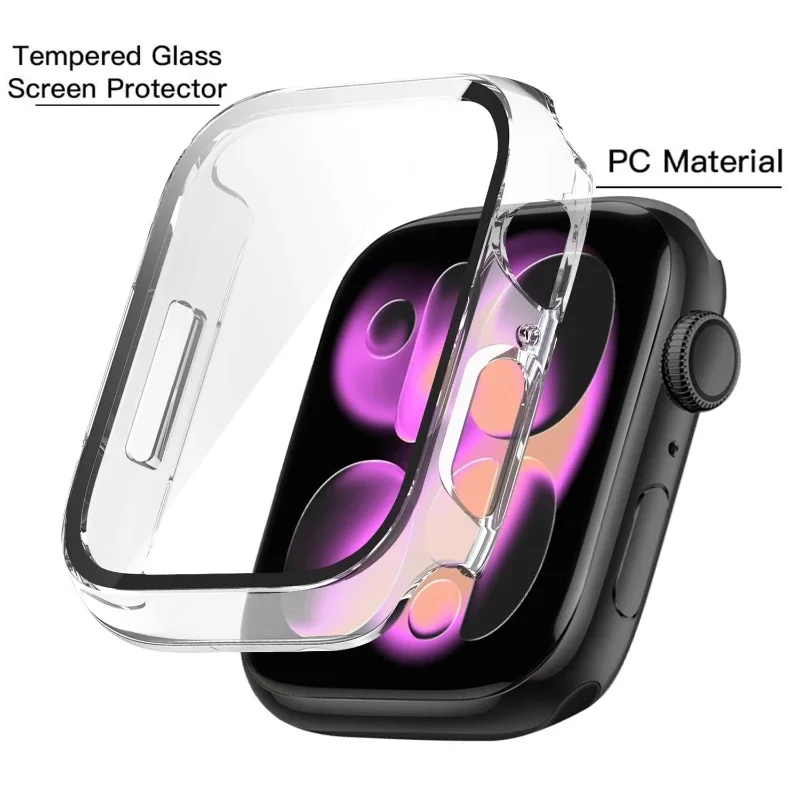 3pcs Glass+Case For Apple Watch 44mm 40-41-38-42mm 45mm 46mm Screen Protector Protective Cover Apple Watch 11 10 8 7 9 6 SE 5 4 image 3