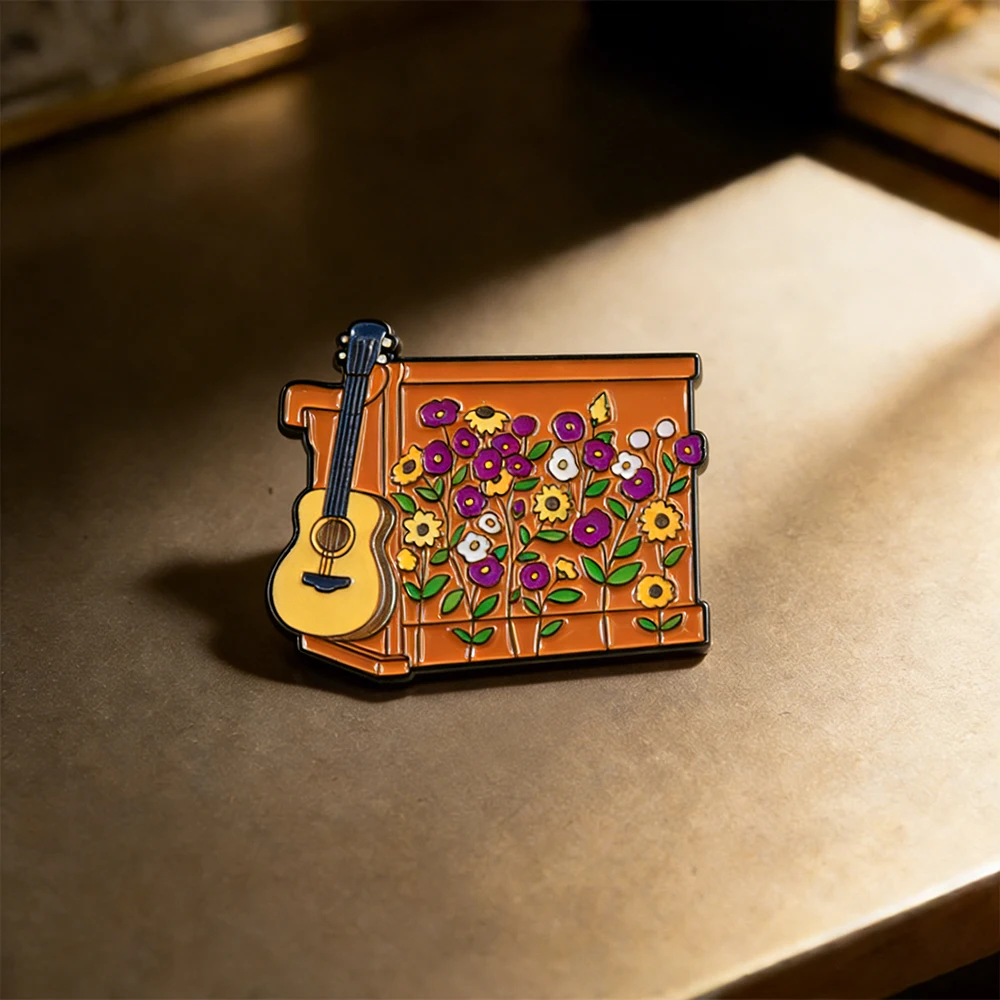 Überraschungslied Klavier Illustration Kühlschrankmagnet Vintage Blumenmuster Gitarre Fliese Literarische und Künstlerische Jugend Heimdekoration Geschenk – Detail 4