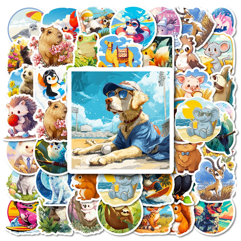 

10/30/56pcs Kawaii Cartoon Animal World Stickers Cute Decals for Kid Toy DIY Scrapbook Guitar Laptop Waterproof Graffiti Sticker