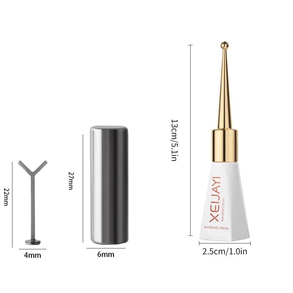 3 stks dubbellaags hartvormige Cat Eye nagellak set witte spiegel Cat Eye lijm + Y-vormige stok + ronde magneet staaf manicure gereedschap