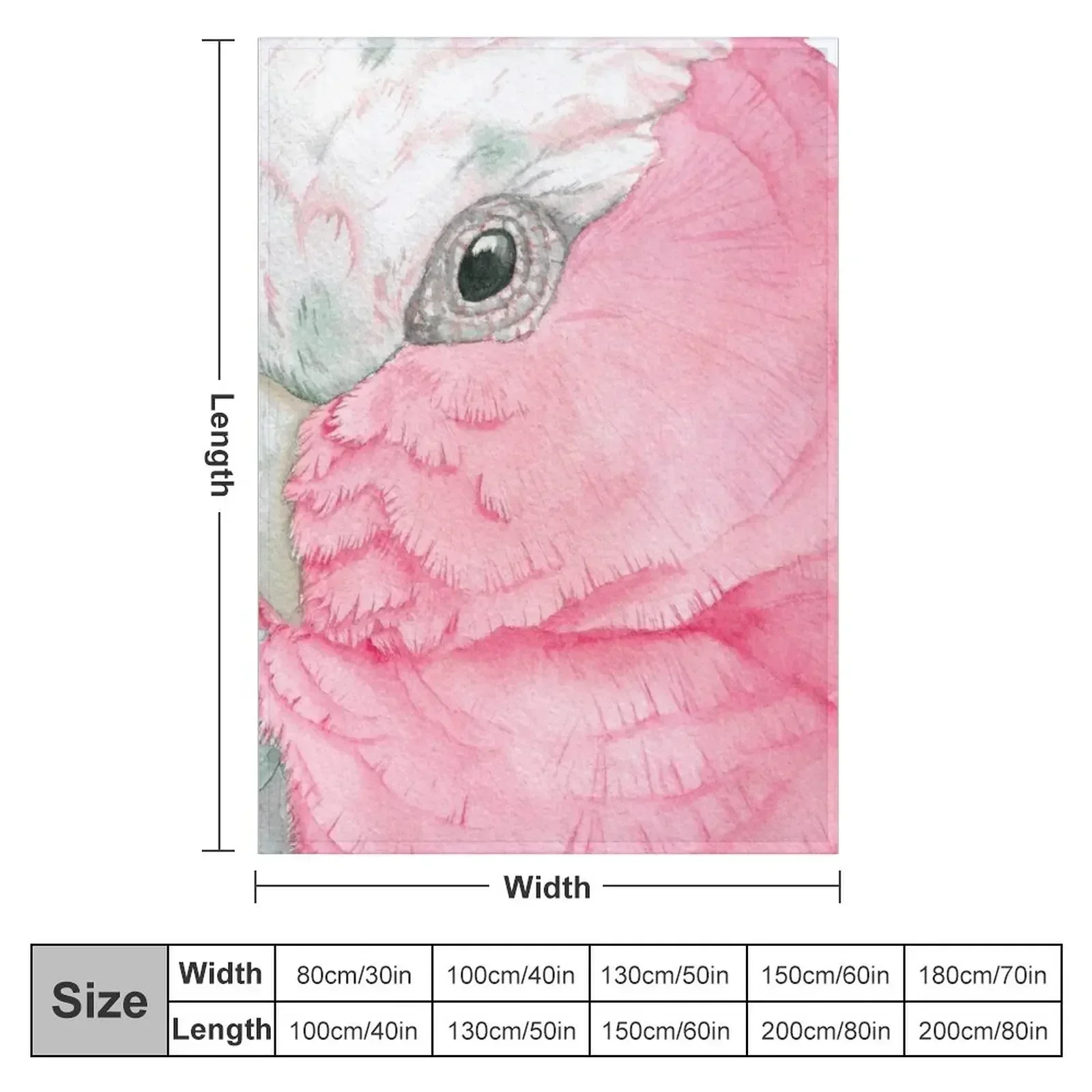 Watercolor Galah pink cockatoo watercolor portrait Throw Blanket for sofa Luxury St Baby Blankets