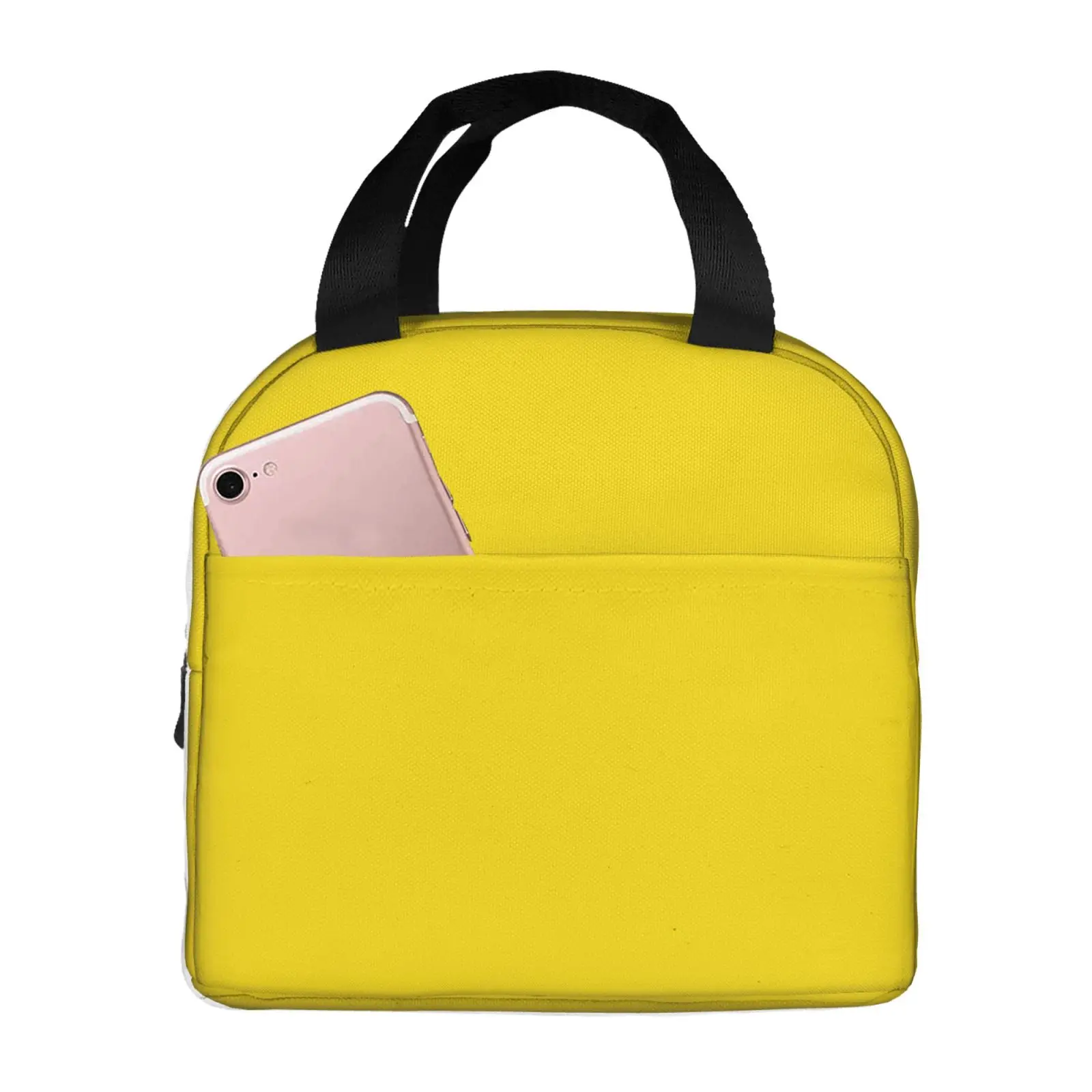 Yellow Pattern Print Insulated Lunch Bag The Nightmare Before Christmas Portable Thermal Cooler Lunch Box Container Tote Bags