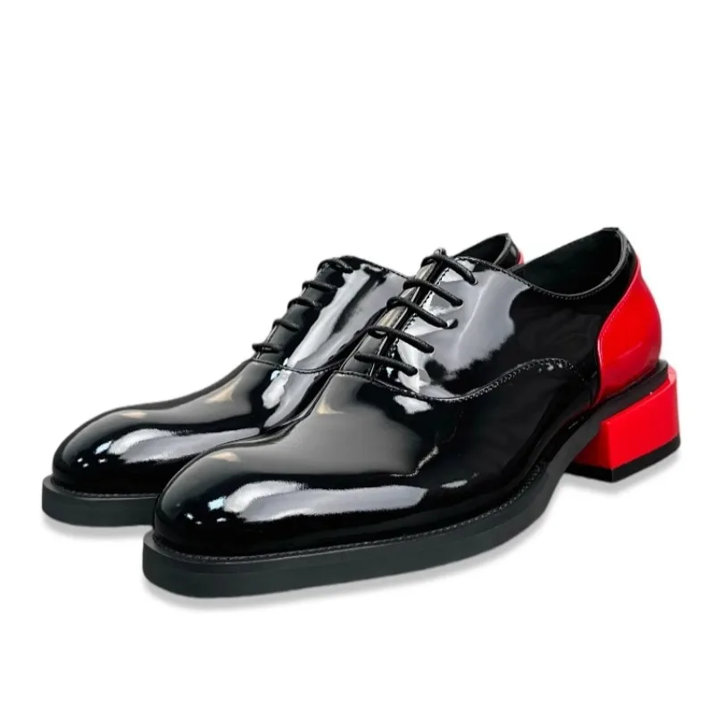 

Новый дизайн, мужские туфли дерби, повседневная деловая обувь из натуральной кожи на шнуровке, модные вечерние свадебные туфли из воловьей кожи в стиле пэчворк