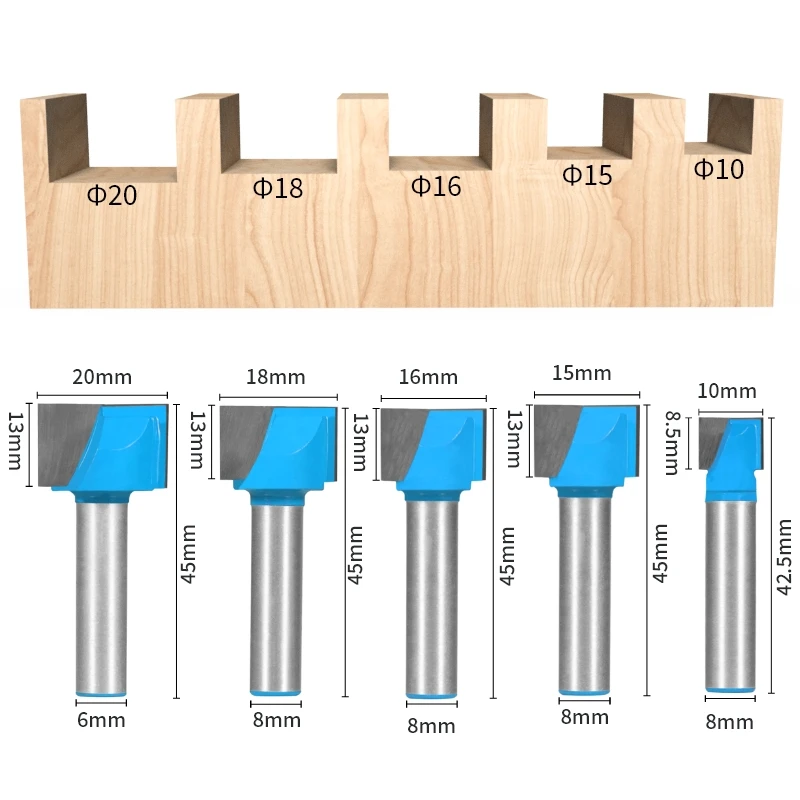 YUSUN 1PC 8MM Shank Cleaning Bottom Bit Router Bit Carbide Cutters Woodworking Milling Cutter For Wood Bit Face Mill End Mill