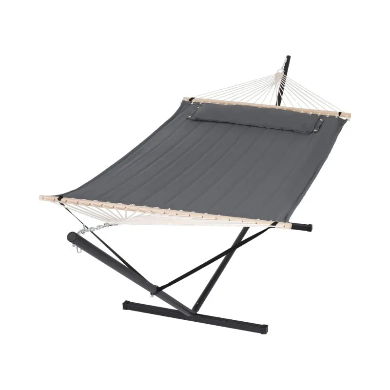 

2026 2-Person Heavy Duty Portable Hammock With Stand 475 Lbs Capacity Dark Grey