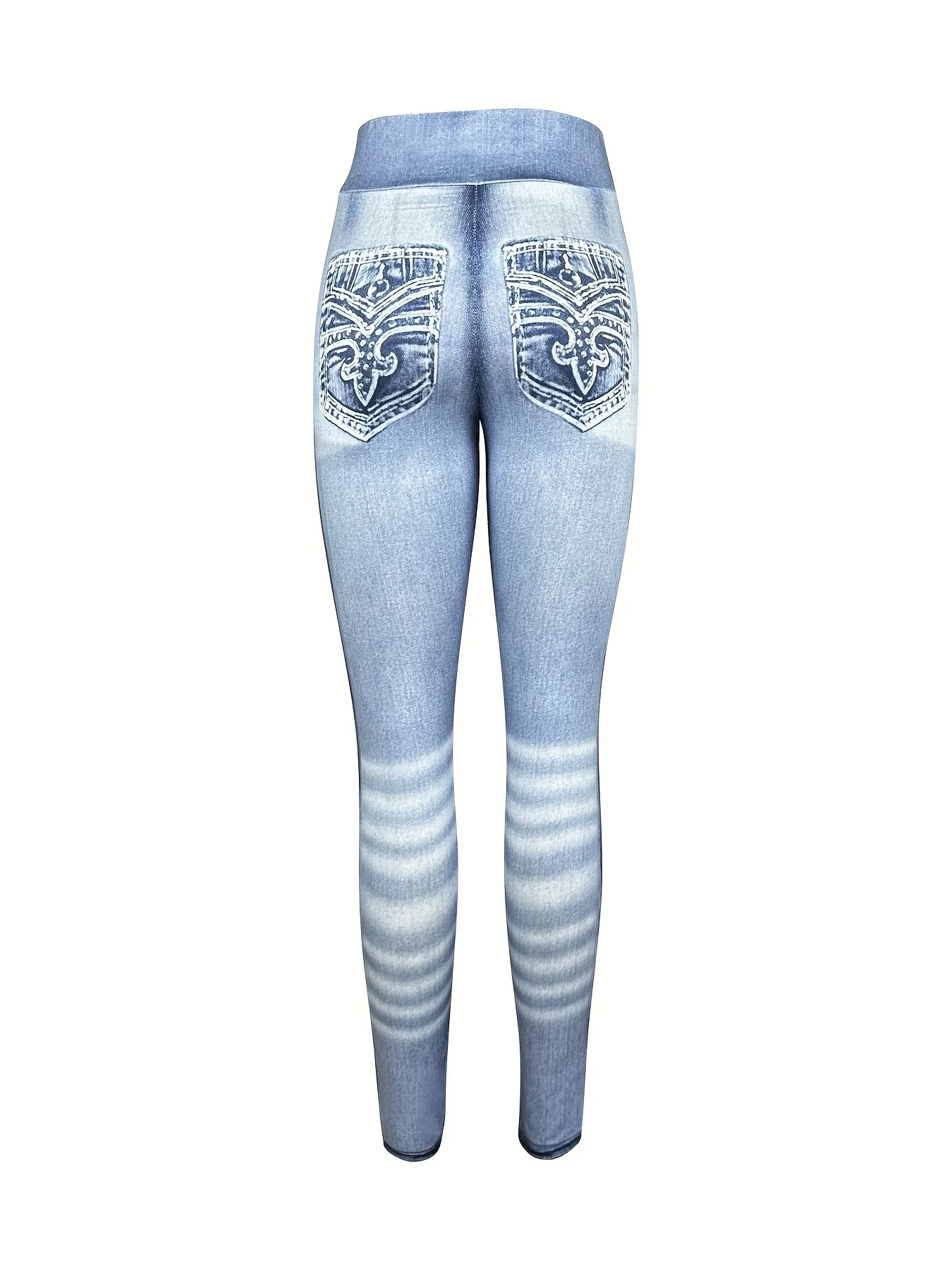 Imitation Denim Printed Tight-fitting Leggings Casual Sport Fitness Pants Women\'s Sportswear