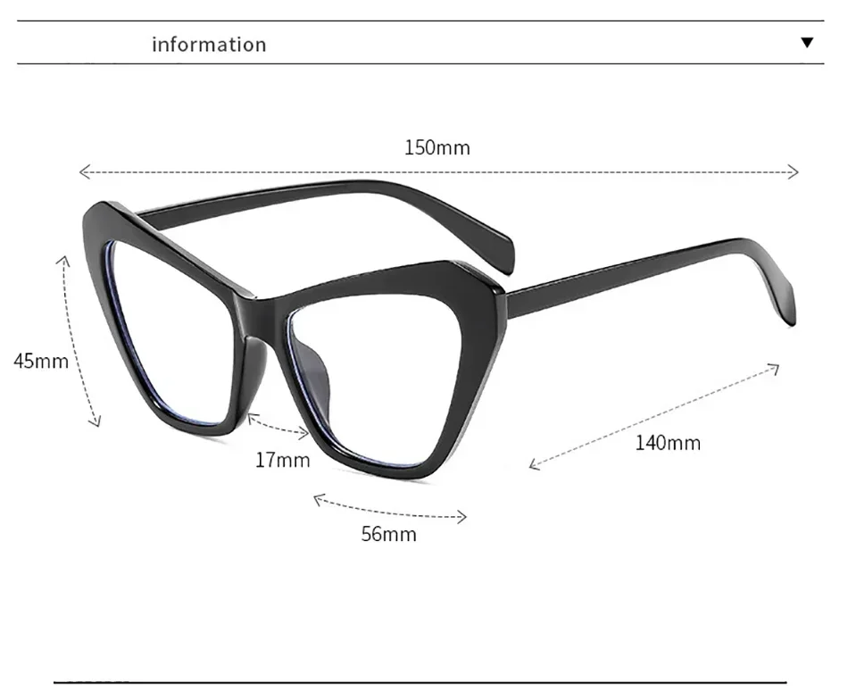2025 Übergroße Cat Eye Color Collision Presbyopie-Brille für Frauen Neue Anti-Blaulicht-Lesebrille Dioptrien 0 bis +4,0 – Detail 6