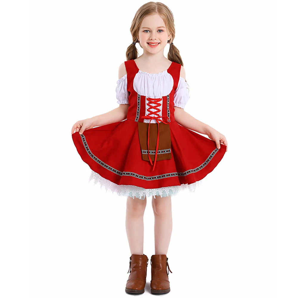 

Bavarian Festival Party Beer Girl Halloween Carnival Cospaly Dirndl Dress Kid Oktoberfest Costumes German Oktoberfest Dress Girl