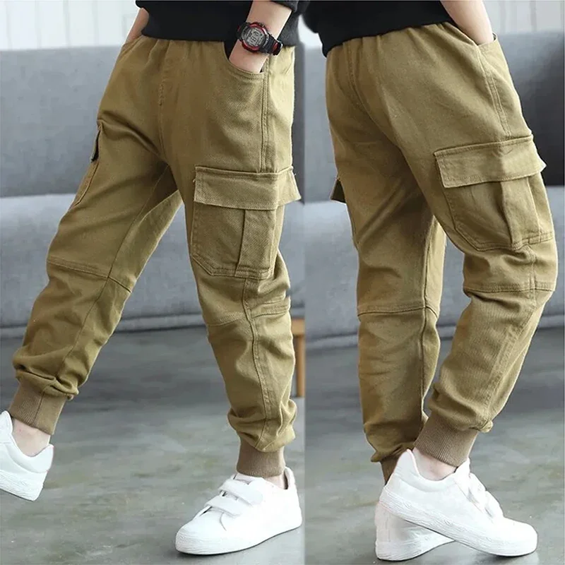 PatPat Toddler Boy Trendy Pocket Design Khaki Pants Suitable for Summer Season Soft and Comfortable  Perfect for Outings