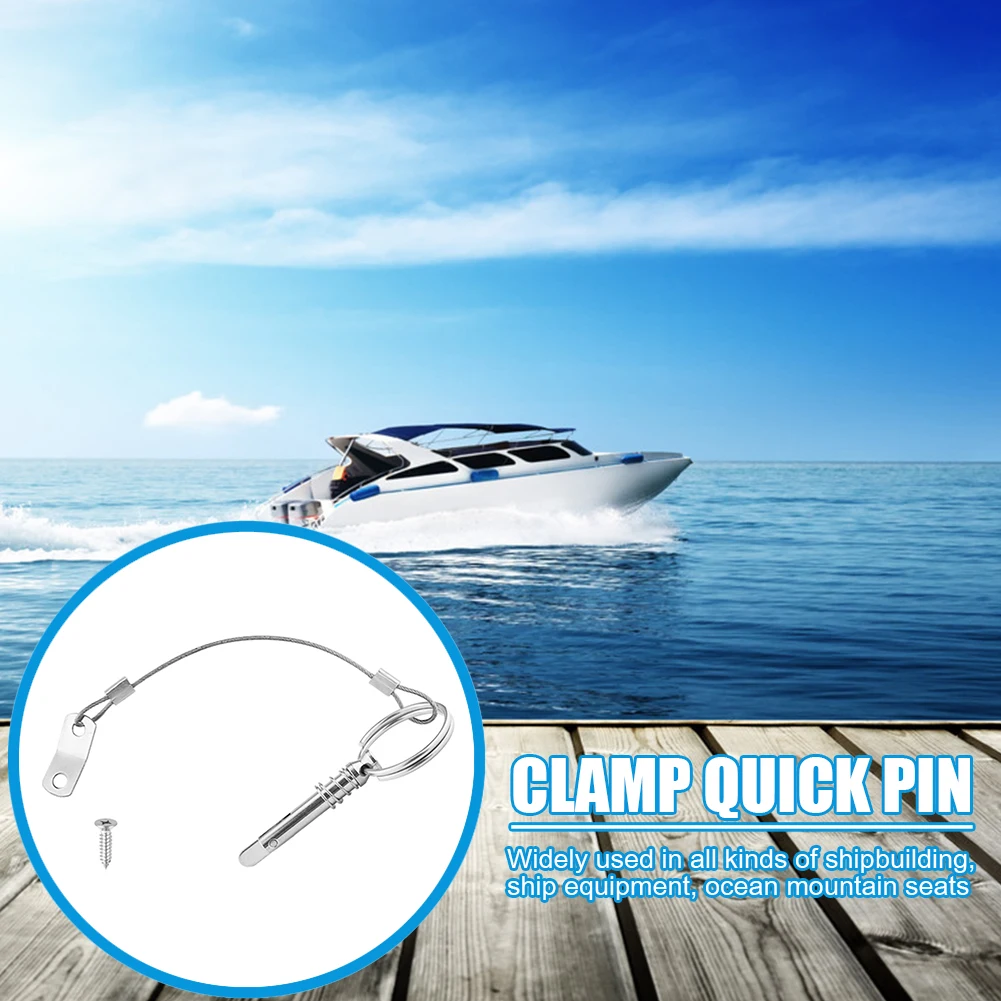 

Deck Hinge Marine Hardware Stainless Steel Boat Quick Release Pin with Lanyard for Boat Equipment Ornament