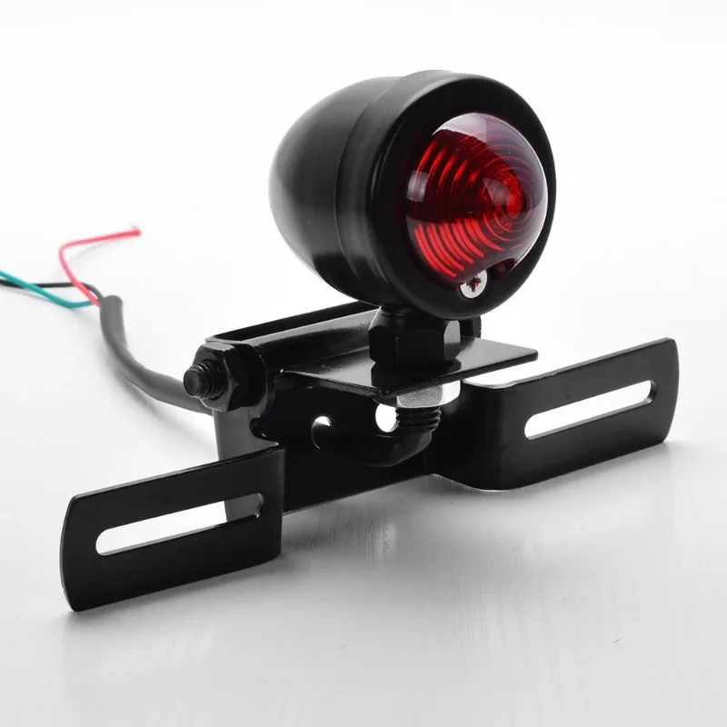 

Black Universal Motorcycle Brake Rear License Plate Stop Light Aluminum Scooter License Plate Indicators Lamp Modified Accessory