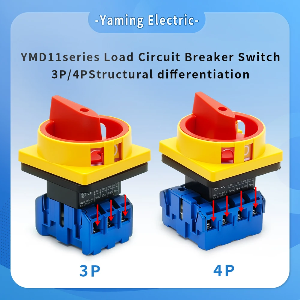 YMD11-32A 3P Manual Disconnecting Load Break Isolator Switch Rotary Cam 32A 690V OF-OFF Padlcok Replace LW30 GLD SFD11