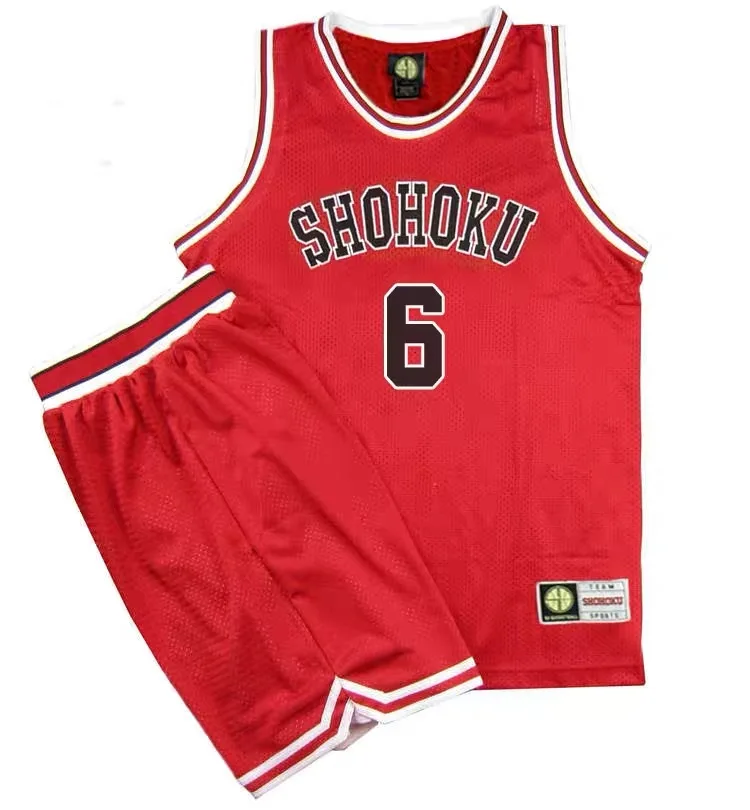 Anime Escola de Basquete Team Jersey Set, Enterrada Rukawa Hanamichi Sakuragi, Uniforme Cosplay, Roupas Esportivas, Fantasia, Shohoku