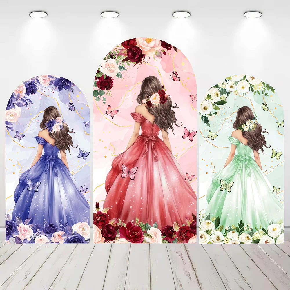 

Fairy Tale Princess Arch Backdrop Floral Butterflies Dopamine Decor For Girls Birthday Baby Shower Photo Booth Background Decor