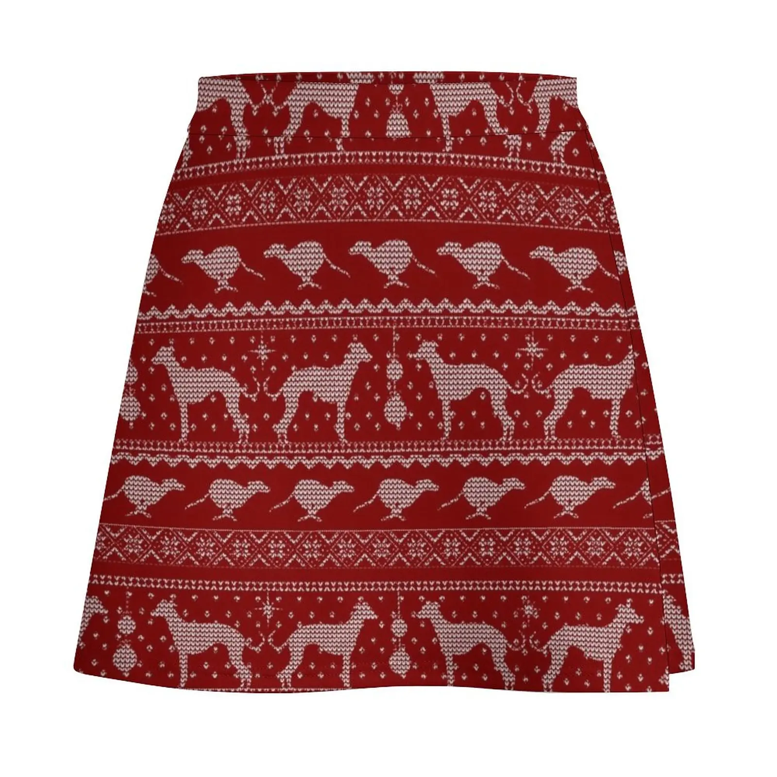 Ugly Christmas sweater dog edition - Greyhound/Whippet/Italian Greyhound red Mini Skirt elegant social women's skirts Mini Skirt