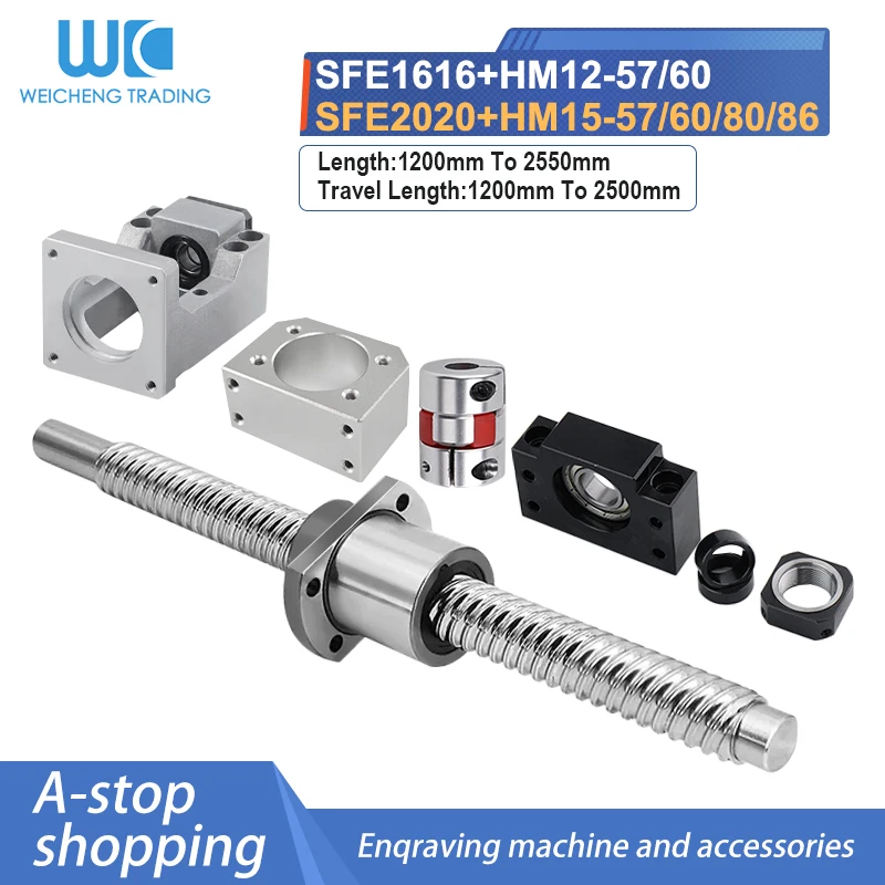 SFE1616 2020 Aluminum Actuator Linear Module Ballscrew For Stepper 3D Printer+Motor NEMA23/24/32/34 +BF12 BF15 Support +Coupler