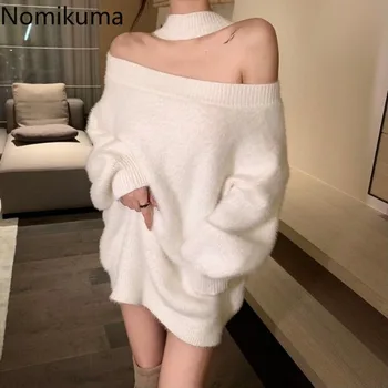 Women's Oversized Slash-Neck Sweater 6 Oversized Sweater Women Winter Clothing Slash Neck Sexy Casual Jumper Pull Femme Fashion Knitted Pullovers Tops Sueter Mujer 6