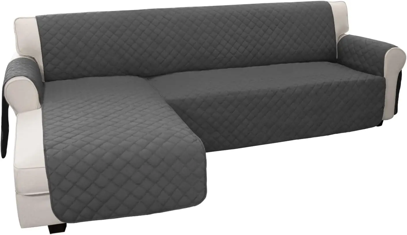 

L Shape Reversible Sofa Slipcover Chaise Lounge Cover Furniture Protector for Pets Dog Cat X-Large Dark Gray