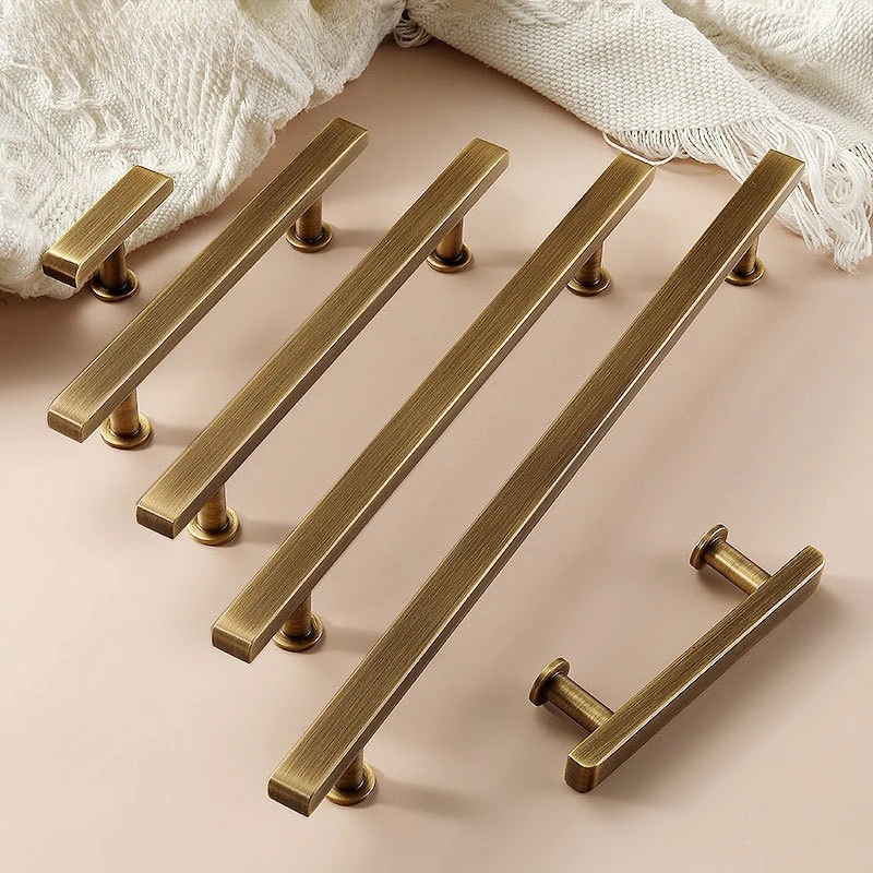 Rectangle Vintage Brass Furniture Handles Bronze Handles for Cabinets and Drawers Wardrobe Long Pulls Kitchen Cabinet Handles