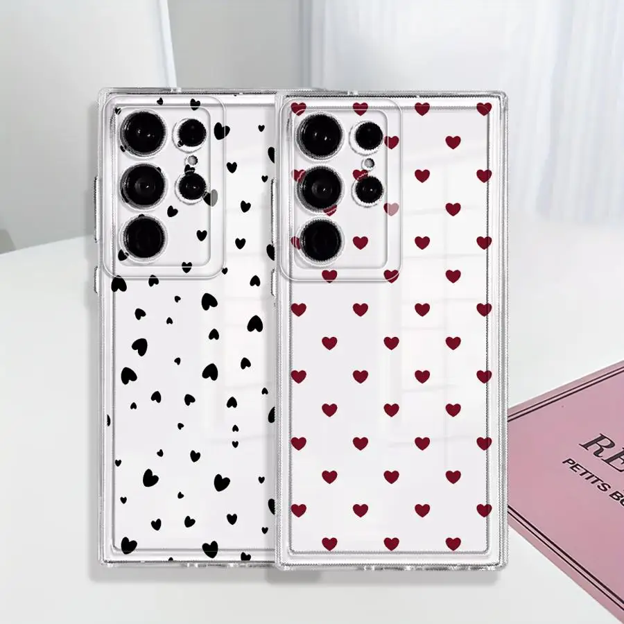 Red Black Heart Case for Samsung Galaxy S26 Note 20 Ultra 10 S22 FE S24 S20 Plus S25 Edge S23 Ultra S21 Phone Cover