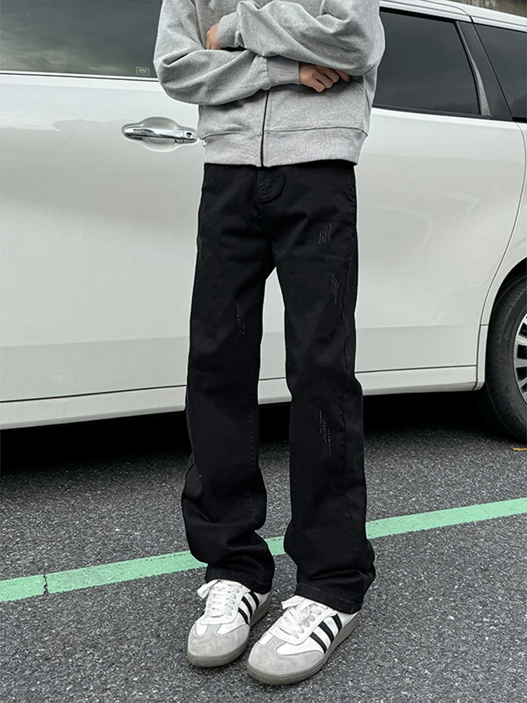 

Cleanfit American Sle Destroyed Bla Jeans Men's Autumn Winter High Street Vibe Slim Straight Micro Flared Pants