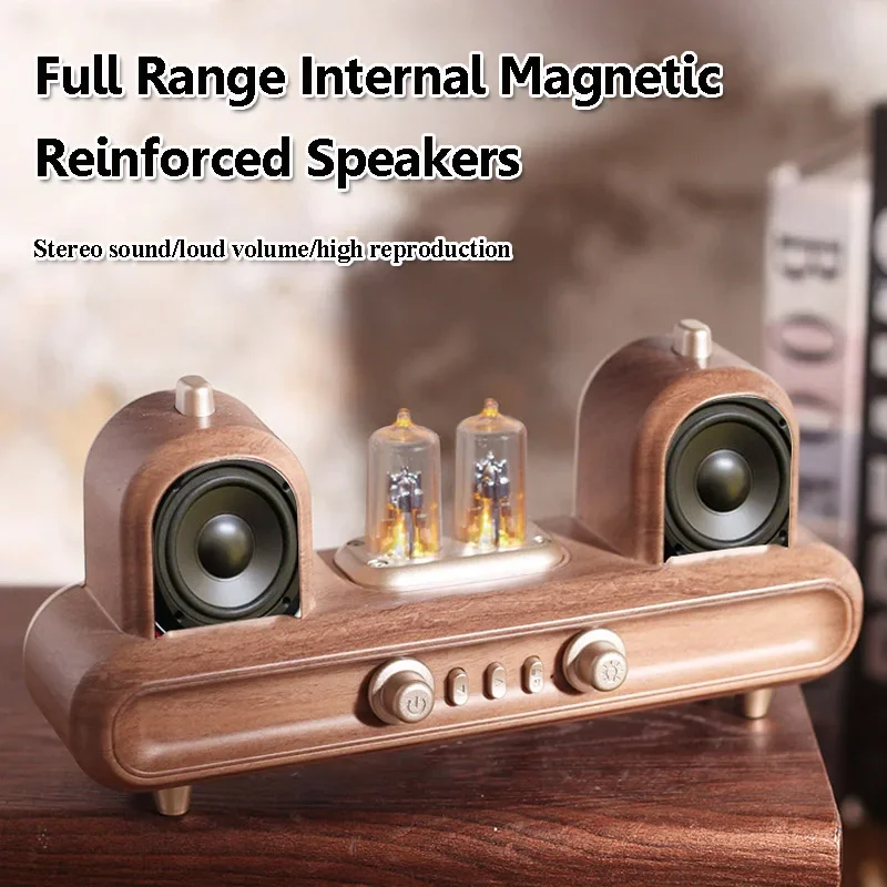Portable Vintage Bluetooth Speaker Wireless Stereo Soundbar Wireless Music Player with Atmosphere Light Support FM TF USB AUX