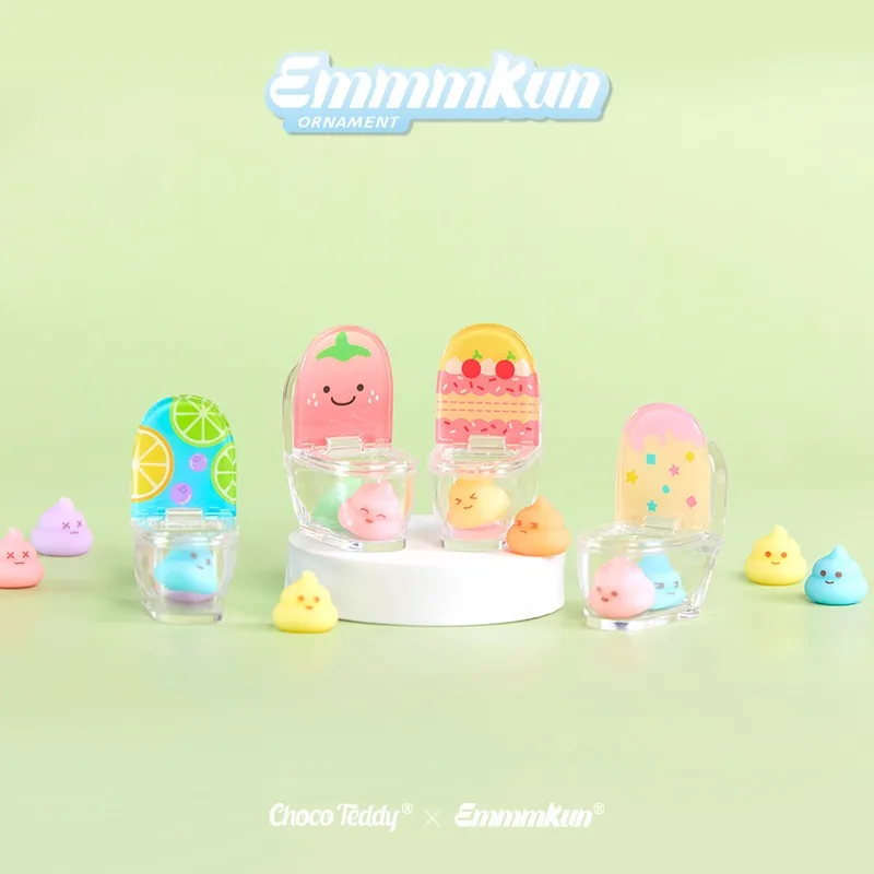 Mini emmmkun série de banheiro caixa cega emmm luminosa cocô figura ornamentos de mesa brinquedos colecionáveis presente aniversário do miúdo