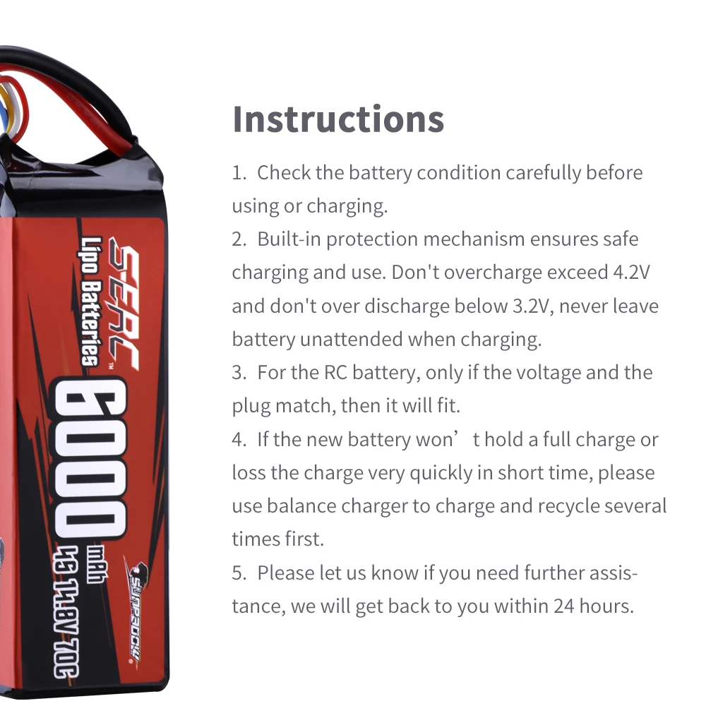 Sunpadow 6000mAh 4S Lipo Battery for 70C 14.8V with XT90 Plug Connector For RC Car Truck Tank Truggy Vehicle Buggy Hobby 2 Packs