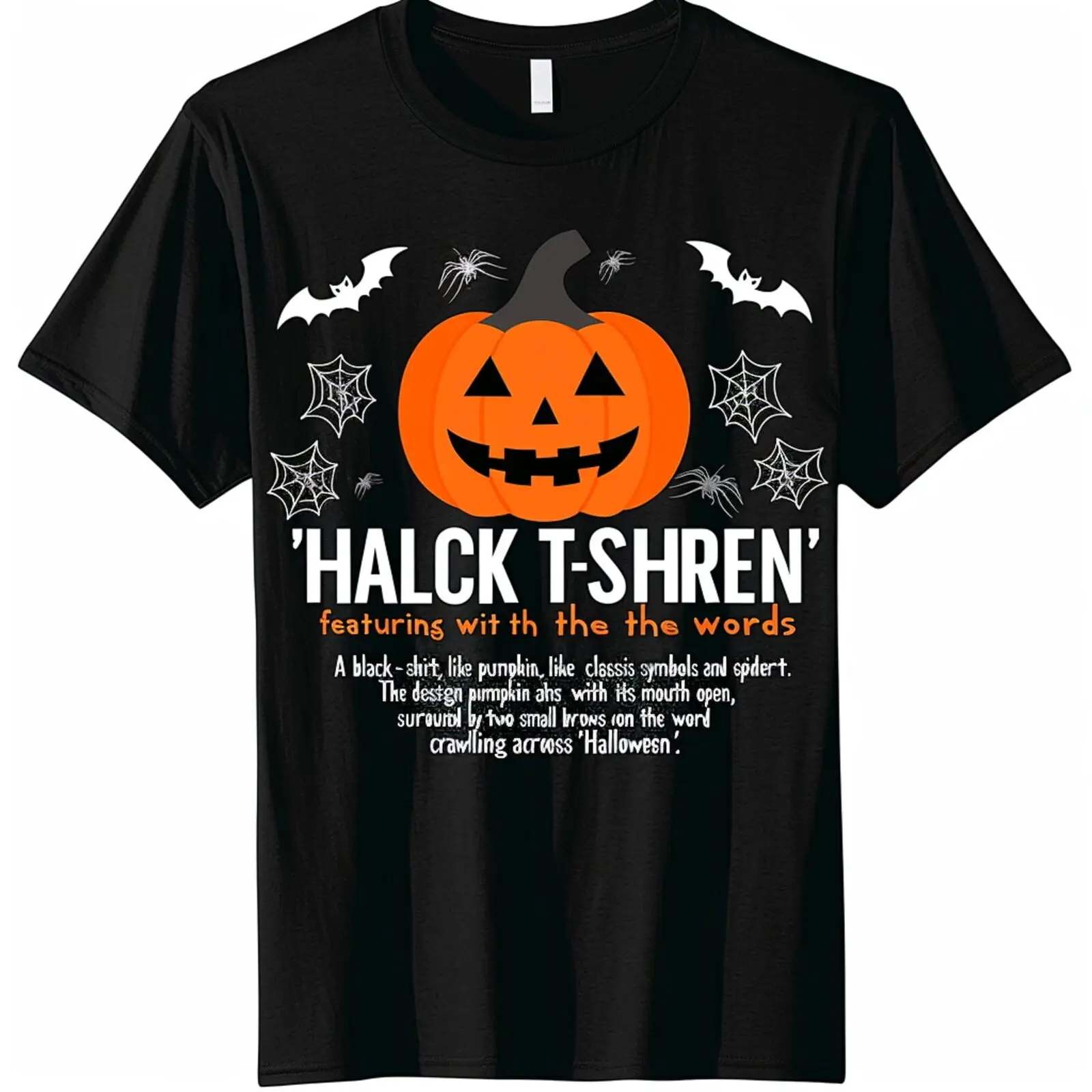 

Spooky Halloween Graphic Tee Happy Halloween Pumpkin & Spiders Design