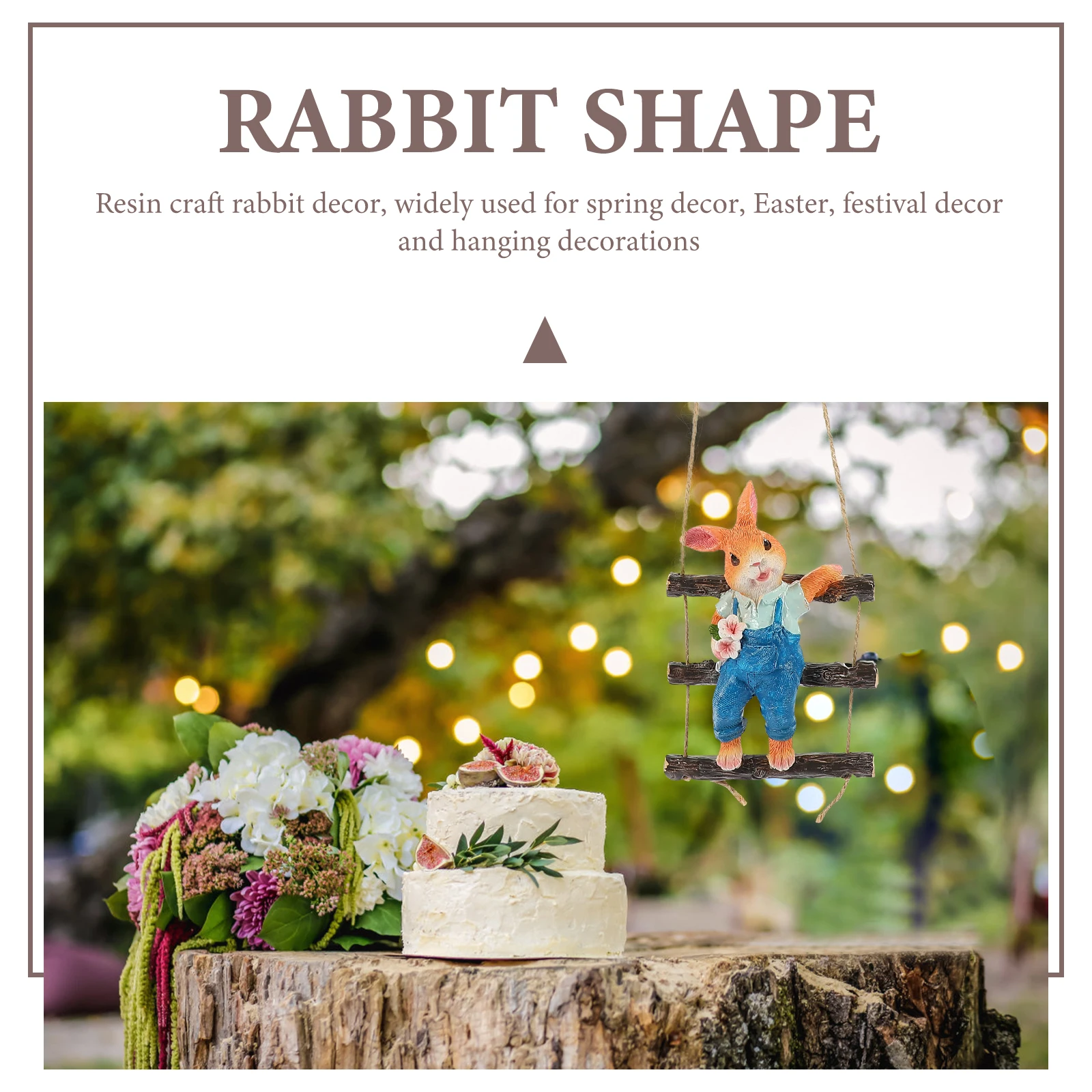 

1Set Resin Craft Hanging Rabbit Decor Rope Ladder Hanging Sculpture for Garden Indoor Outdoor Front Door Festival Adornment