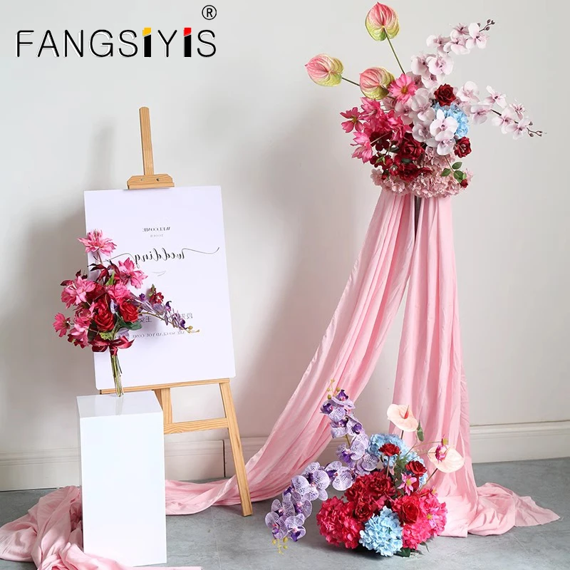 

Wedding Arch Backdrop Decor Artificial Flower Row Arrangement Hanging Corner Flowers Party Table Centerpiece floor Floral Row